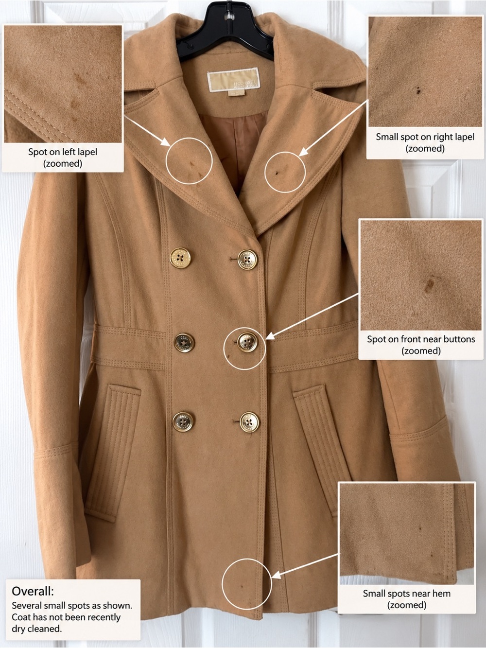 MICHAEL Michael Kors Camel Double-Breasted Peacoat Size 6.